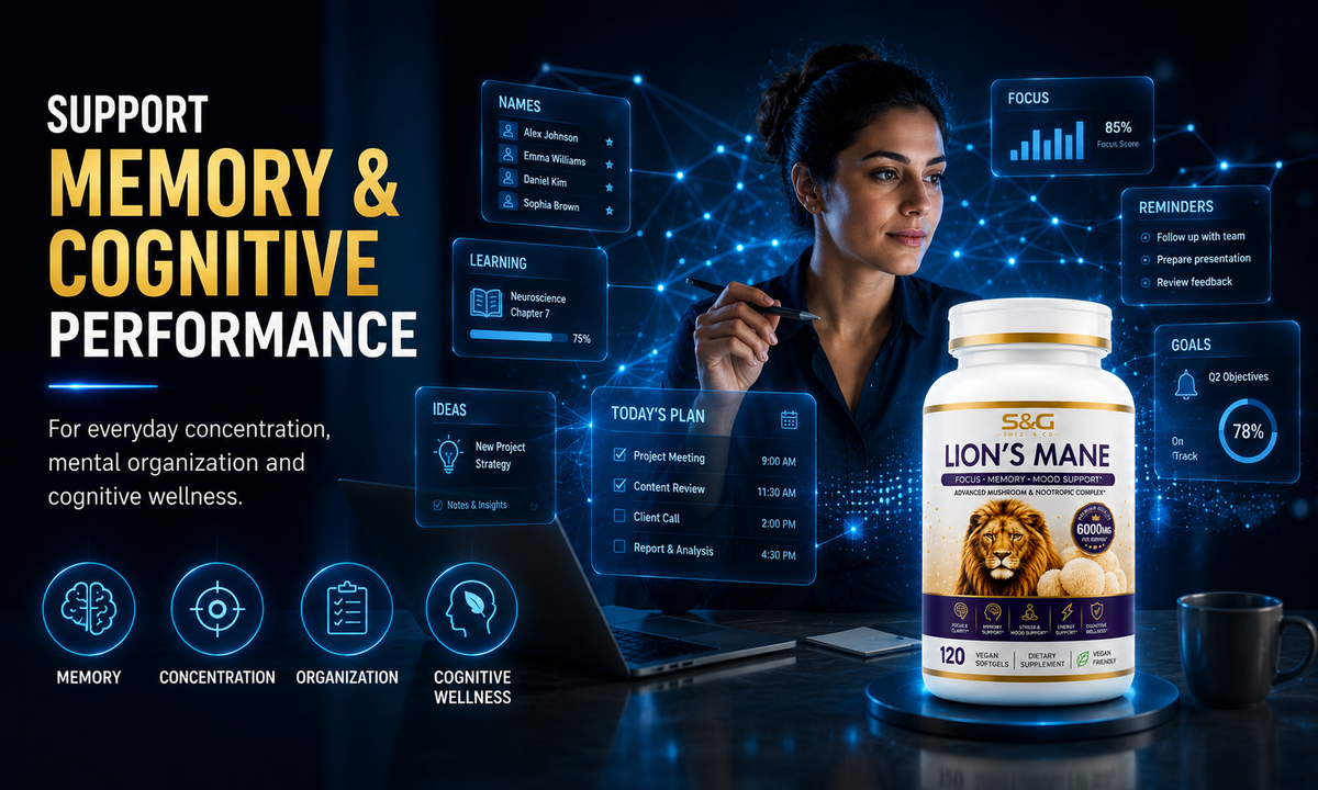 Lions Mane Elite+ 6000mg Advanced Mushroom & Nootropic Complex, 120 Vegan Softgels