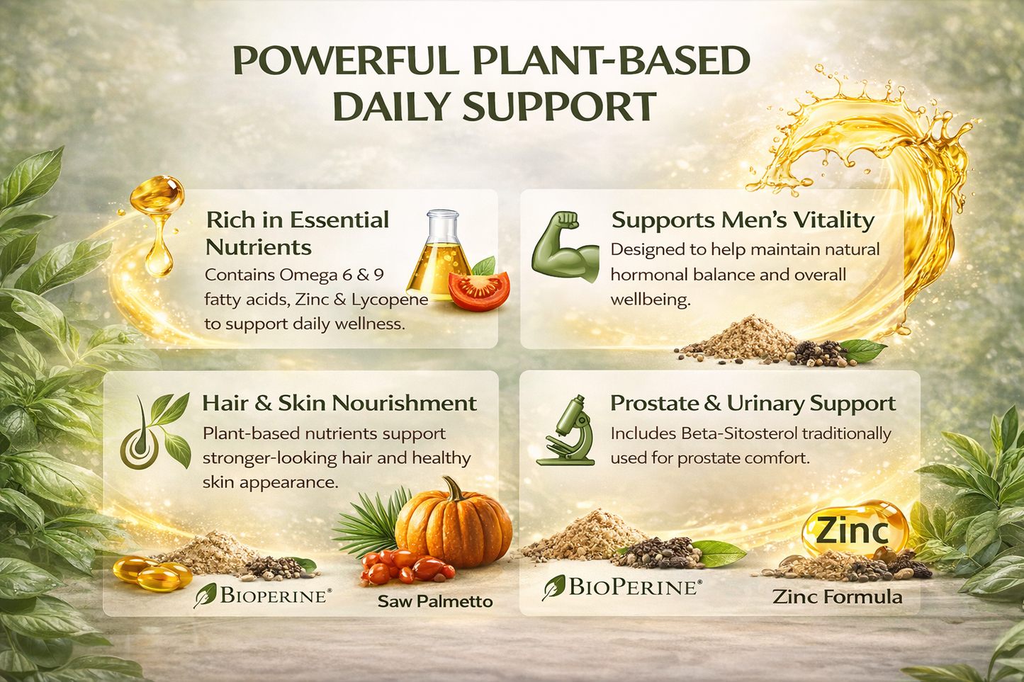 Pumpkin Seed Oil Capsules 3000mg WITH Saw Palmetto,Beta Sitosterol Cold Pressed 300 Vegan Softgels