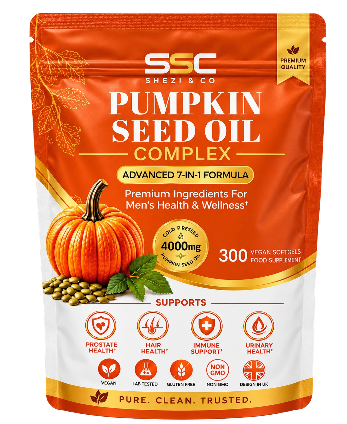 Pumpkin Seed Oil Complex 4000 mg — 300 Vegan Softgels