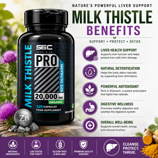 Milk Thistle 20000mg Capsules (120 Day Supply) Milk Thistle High Strength – 80% Silymarin Liver Support
