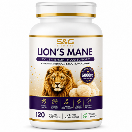 Lions Mane Elite+ 6000mg Advanced Mushroom & Nootropic Complex, 120 Vegan Softgels
