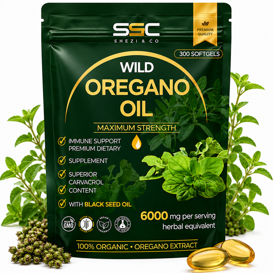 Wild Oregano Oil Capsules 6000mg 300 Softgels – 95% Carvacrol Formula with Black Seed Oil, Olive Leaf, Turmeric & Ginger