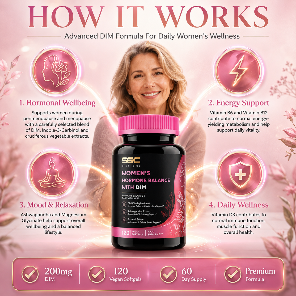 Women Hormone Balance with DIM 200mg Premium Supplement 120 Capsule