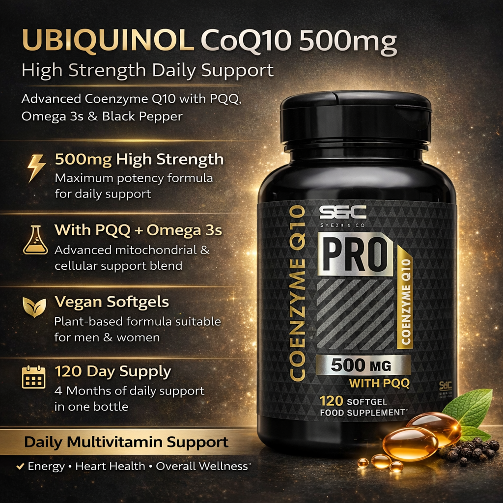 CoQ10 - Coenzyme Ubiquinone 500mg High Strength Vegan Softgels 120 Capsules UK