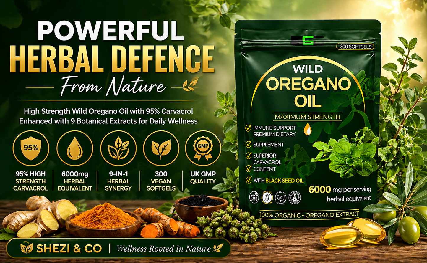 Wild Oregano Oil Capsules 6000mg 300 Softgels – 95% Carvacrol Formula with Black Seed Oil, Olive Leaf, Turmeric & Ginger