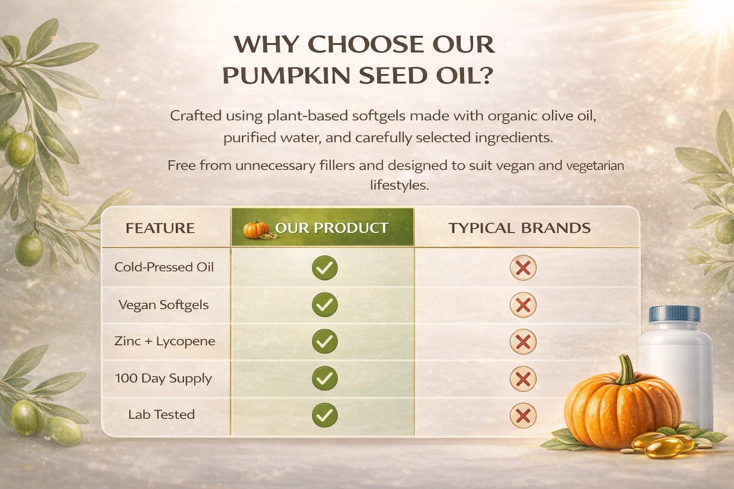 Pumpkin Seed Oil Capsules 3000mg WITH Saw Palmetto,Beta Sitosterol Cold Pressed 300 Vegan Softgels