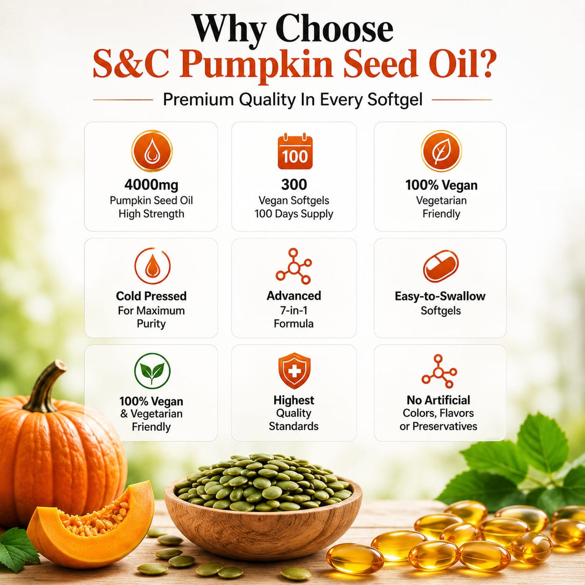 Pumpkin Seed Oil Complex 4000 mg — 300 Vegan Softgels — PRODUCT INFORMATION 3