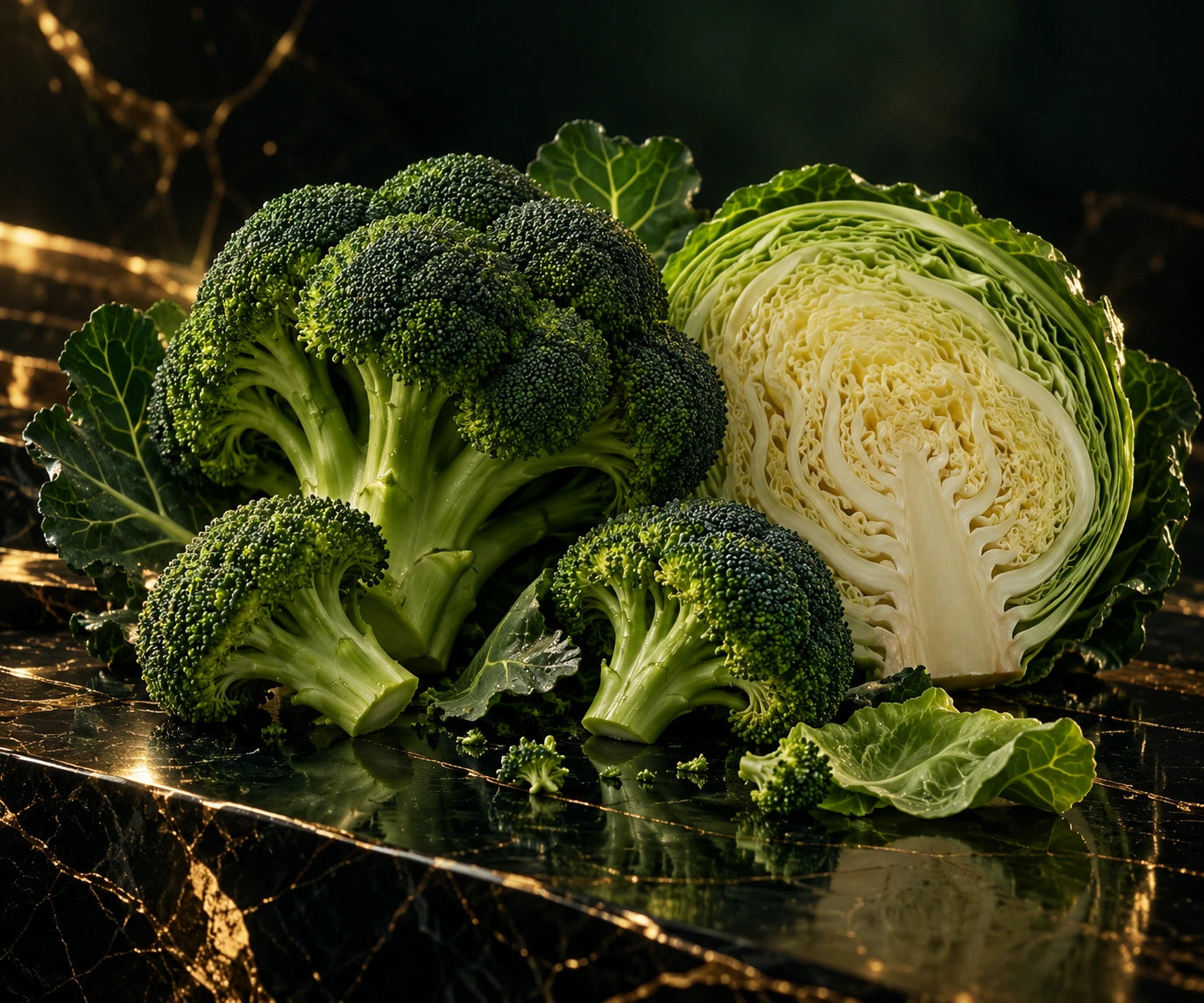 Broccoli and cabbage food-source photography